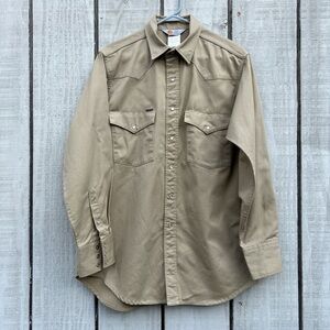 Vintage Carhartt khaki buttonUp Shirt Jacket pearl snap button 161/2 X34 Western